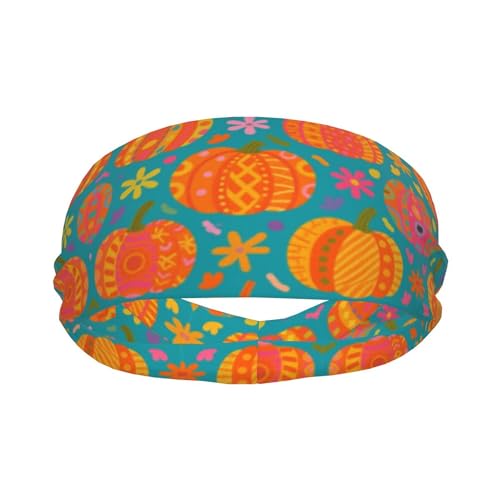 Boys Girls Trippy Pumpkin Art Sports Sweatband Multi Style Beauty Skinny Hair Band Headdress for Yoga Travel Spa2