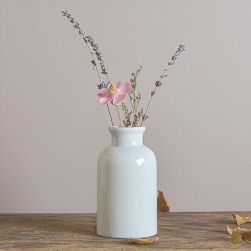 Small Ceramic Vase Set for Dining Table Decoration, Set of 3 White Flower Vase in Nordic Style for Home Decor, Mini Decorative Vase for Single Flower Pampas Grass - Height 5-8-10 inch, Glossy White
