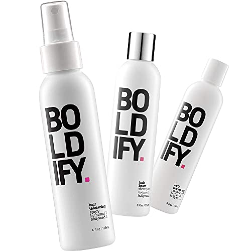 Thickening Spray + Shampoo + Conditioner: Boldify Hair Thickening Bundle: Volume, Root Lift, Texture, Biotin for Hair Retention, Recommended for Men & Women