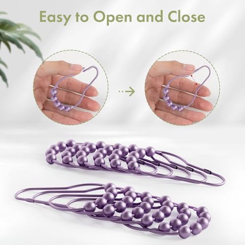 Image of Amazer Shower Curtain Hooks, Rust Resistant Purple Shower Curtain Hooks for Bathroom, Stainless Steel Glide Shower Hooks Hangers for Bathroom Shower Rods Curtains, Set of 12 Hooks, Greyish-Purple