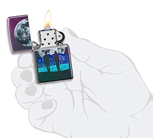 Image of Zippo Moon Couple Design Iridescent Pocket Lighter