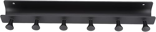 Miniatura 2 de Fydun Gancho montado en la pared de aluminio con 6 ganchos para colgar abrigos, sombreros, llaveros, amplia gama de usos (negro en forma de U, 6