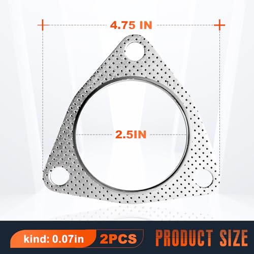 Image of 2PCS Car Exhaust Flange Gasket, Reinforced 2 Bolt 2.5 Inch High Temperature Seal for Exhaust System, Car Accessories Universal Muffler Gasket