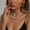 Finrezio 14K Gold Snake Chain Necklace for Women - Gold Plated Herringbone Stainless Steel Layered Adjustable Jewellery 3/5MM(W) 14"/15"/16"(L) #1