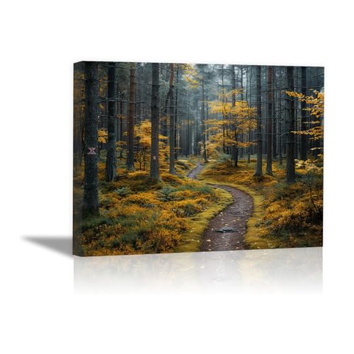 Peinture murale paysage de forêt DunPei déco toile encadrée 30x50cm