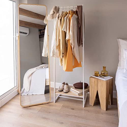 Newlux - Kleiderständer bis 24kg Hangy One 20, mit Schuhregal, Garderobenständer aus Metall mit hoher Stabilität, Einfache Montage, Kratzfester Boden | kompaktes Design | 50 x 40 x 160 cm | Weiß