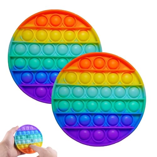 2 Stück Pop It Spielzeug, Pop It Baby, Plopp Spielzeug, Pop It Groß, Anti-Stress-Spielzeug, Regenbogen, Für Autistische, Zappelige Menschen, Tolles Geschenk (Rund)