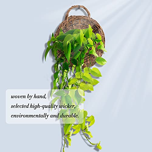 Swiftrans Handmade Woven Hanging Basket,Natural Wicker Handed Storage Basket For Home Garden Wedding Wall As Decorations #TOP4