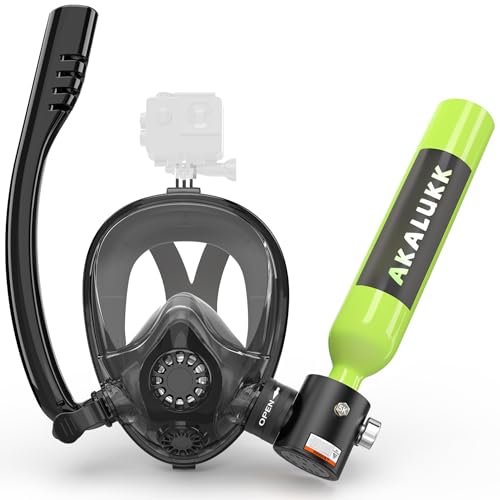 Akalukk Mini Scuba Tank, 5-10 Minutes Usage Time Scuba Tank Kit, DOT/CE-EN250 Certification Dive Tank, 0.5L Portable Scuba Tank, 3001 Psi Max Pressure, Aluminum Diving Tanks