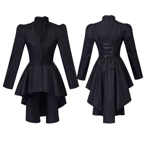 CAMDOM Women's Victorian High Low Jacket Coat Jacket Steampunk Gothic Long Sleeve Tailcoat