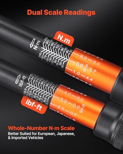 Image of VEVOR Torque Wrench, 1 /2-inch Drive Click Torque Wrench, 14.8-162.4 lbf-ft / 20-220 N.m, Dual Scale Readings, ±3% High Precision, with Extension Bar, Adapter and Storage Case, for Automotive Repair