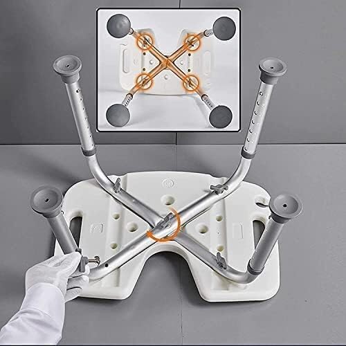 Silla de Ducha for bañera, Taburete en Forma de U, Asiento de Ducha Auxiliar de Seguridad Antideslizante for Personas Mayores, Altura Ajustable(Large Cup Feet)