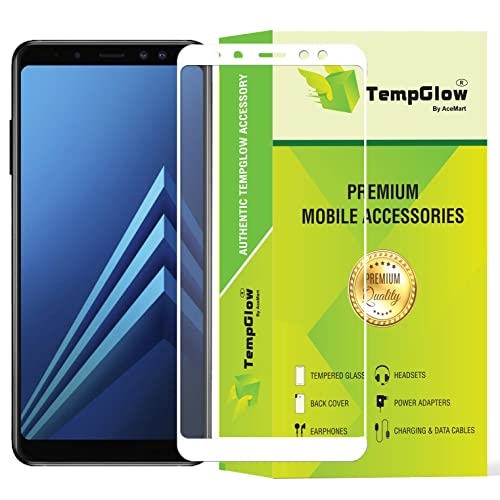 Image of Screen Protector for Samsung Galaxy A8 Plus (White) Tempered Glass Edge-to-Edge 6D Screen Guard With Installation Kit
