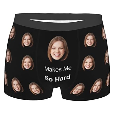 Naispanda Custom Men's Novelty Boxer Briefs with Photo Funny Face Personalised Underwear Customised Shorts Underpants for Men Boyfriend Husband Valentines Day Birthday Christmas for Him Cover