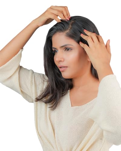 Image of Happy Heads cover up patch | Invisible cover up patch for women hair | Jet Black | 16 inches | 100% Human Hair Extensions for Women & Girls | Hair Accessories | Hair Wig | Hair Buns for Women