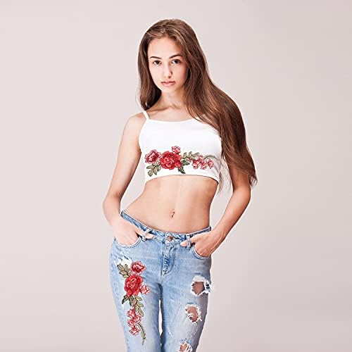 8 Pieces Embroidered Patches Flower Sew on Patches Rose Patch for Jeans, Clothing, Hat, Shoes