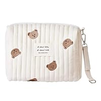 Saituo Home Wickeltasche für Unterwegs, Kleine Abwaschbar, Mini Diaper Bag für Windeln, Tücher und Spielzeug, Windeltasche Reißverschluss mit Bestickt, Bär, Bedruckt, Tasche für Die Reise