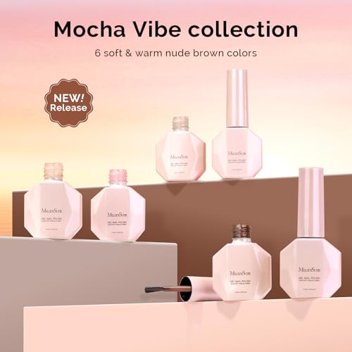 Image of MelodySusie Nude Brown Gel Nail Polish Set - 6 Colors Milky Beige Neutral Pink Soak Off UV LED Gel Polish Gift for Women Nail Art Manicure Salon DIY Nail Design Decoration at Home
