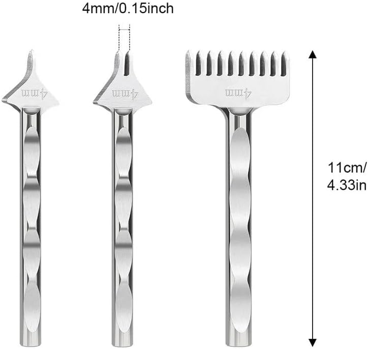304 High Hardness Non-slip Diamond Punching Tool 4mm Spacing Punch 1/2/10 Prong Chisel Lacing Stitching Sewing Hole Punches - (Color: 4mm 3pcs set)