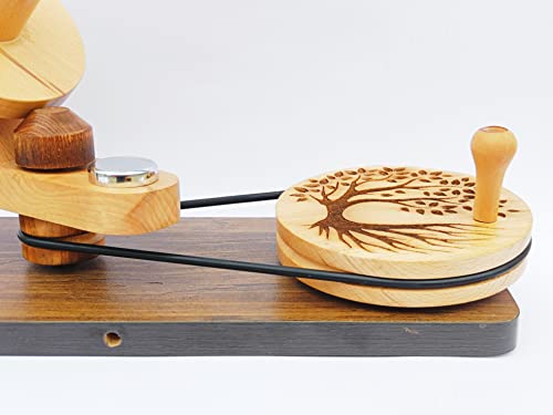 Image of Hind Handicrafts Wooden Yarn Ball Winder for Knitting Crocheting - Handcrafted - Natural Hand Operated - Knitter's Gifts Center Pull Ball Winder (Tree of Life 2A)
