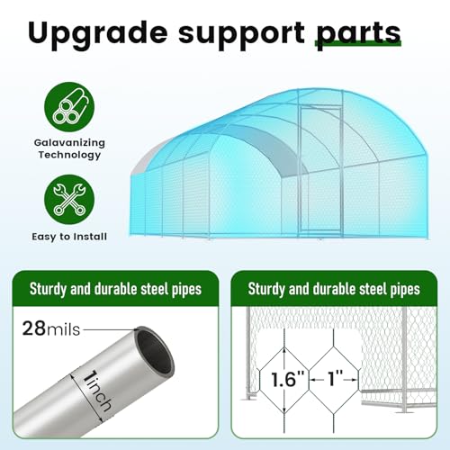 Image of CHIKENCOOP 26x6.5x6.6 ft Metal Chicken Coop, 4-Room Chicken Run with Cover