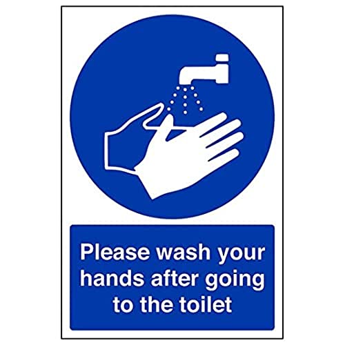V Safety Eco Friendly Mandatory General - Please Wash Your Hands After Going To Toilet - 300 X 400mm, Multi, 300x400mm