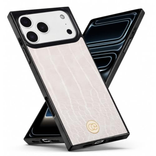 Image of COCOMII Rectangle for iPhone 18 Pro /17 Pro Case, Ivory Crocodile Leather