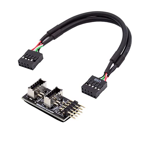 cablecc Dual USB 3.1 Faceplate Socket Key-A Type-E to USB 2.0 9Pin 10Pin Motherboard Header Male Cable Extension Adapter