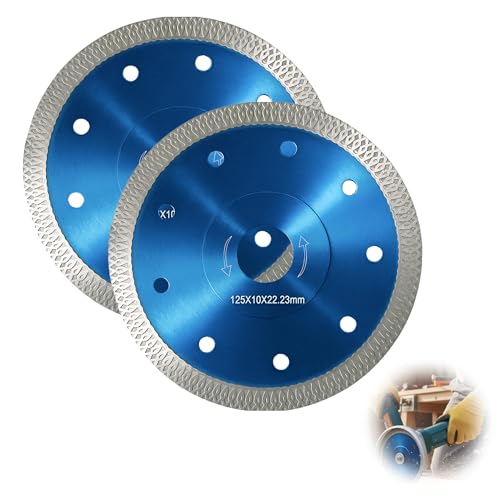 2PCS Diamond Cutting Discs 125 mm for Ceramic, Granite, Marble and Porcelain, Extra Fine Diamond Discs of High Durability and Precision, Compatible with Grinders and Saws, 125 mm x 1.2 mm