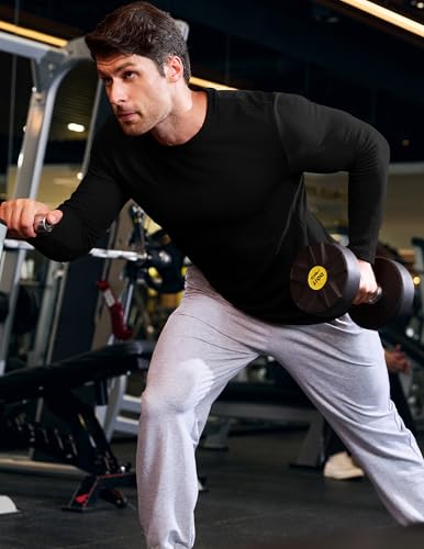 JMIERR Mens Long Sleeve Muscle T Shirts Casual Crewneck Knitted Longline Textured Tee Shirts for Gym Workout2