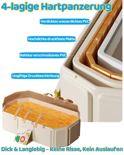 Babybadewanne Faltbar – Tragbare Kinder Badewanne 0–6 Jahre, Mit Ablassventil, Platzsparend & Robust, Faltbares Planschbecken für Dusche oder Garten (Beige)