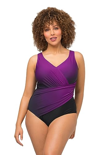 Ulla Popken Damen Badeanzug, Brombeere, 42