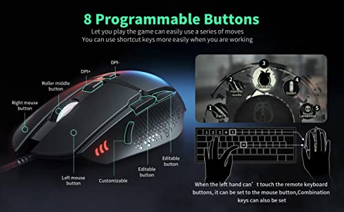 Image of CYD C309 Wired Gaming Mouse, RGB Gaming Mouse with Side Buttons, High-Precision Adjustable 12800 DPI, Adjustable Weights, 6 Programmable Buttons, Gaming Mice Ergonomic Computer Mouse (C303-12800 DPI)