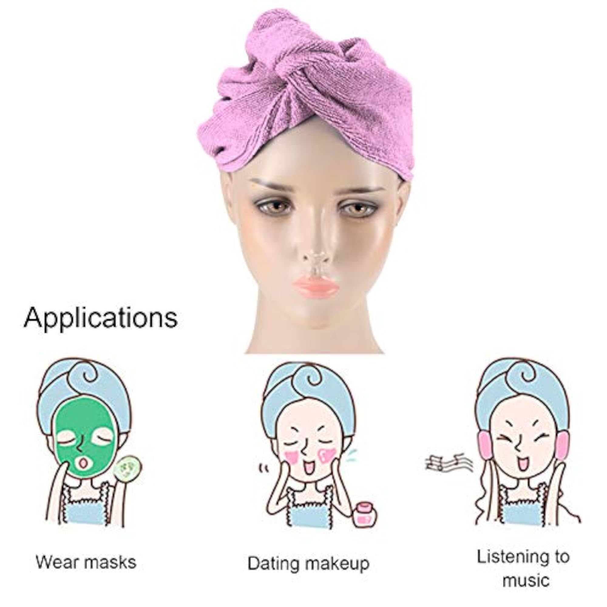 Microfiber Hair Drying Hat, 5pcs Travel Set