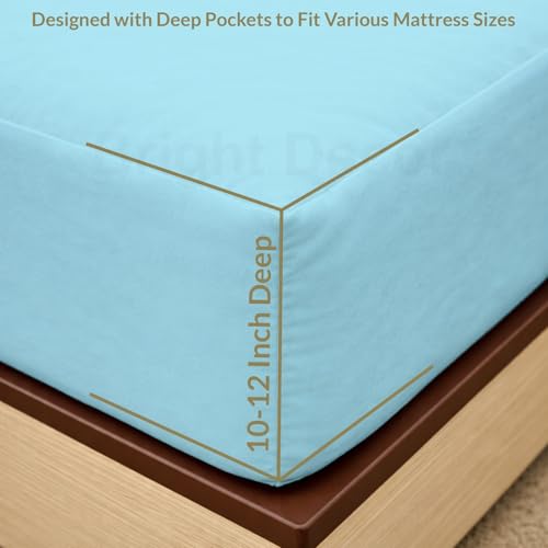Image of 100% Waterproof Mattress Protector Single Size Bed 30x72 Inch, Non Woven Fabric Fitted Mattress Cover with Elastic, Waterproof Bed Protector, Hypoallergenic, 10 Inch Deep Pocket - Light Blue