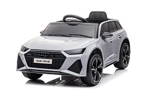 Porte Apribili Tecnobike Shop Auto Macchina Elettrica per Bambini 12V Audi RS6 S-Line Porte Apribili Radiocomando Mp3 Usb (Grigio)