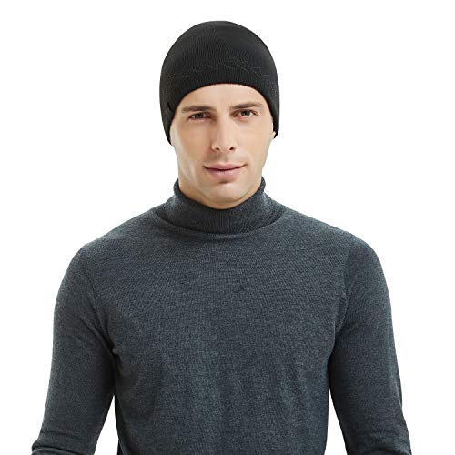 OMECHY Mens Winter Warm Knitting Hats Plain Skull Beanie Cuff Toboggan Knit Cap - Thumbnail 2