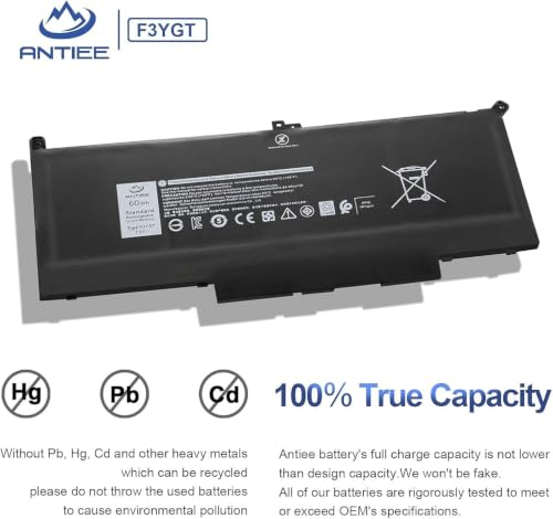 Image of 60Wh F3YGT Laptop Battery for Dell Latitude 12 7000 7280 7290 /13 7000 7380