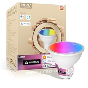 MOES Smart Matter GU10 LED Light Bulbs, Color Changing WiFi Smart Bulbs, 2700K-6500K CW& RGB Dimmable, Smart Life Remote Control, Work with Apple Homekit/Alexa/Google Home, 400lm 5W 1 Pack