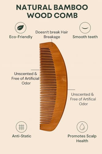 Image of Natural Bamboo Wooden Hair Comb Set of 4