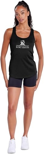 Miniatura 8 de Camiseta deportiva sin mangas oficial de la NCAA Collegiate para mujer, con espalda cruzada, logotipo primario, colección negra