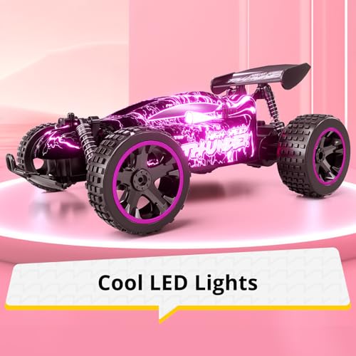 Image of Tecnock RC Cars for Kids, 1:18 Scale 2WD RC Car with LED Lights, 2.4GHz Remote Control Car with USB-C Easy Charging & 50 Mins Playtime, Toys Gifts for Boys & Girls Ages 8-12