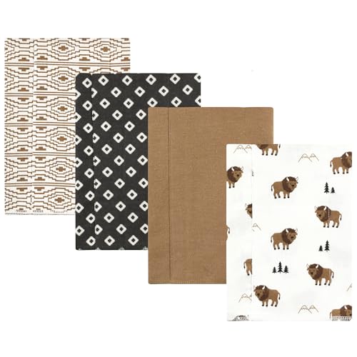 Image of Hudson Baby Unisex Baby Cotton Poly Flannel Burp Cloths, Wild Buffalo 4 Pack, One Size