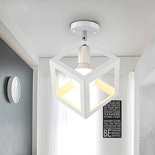 Vintage Industrial Edison Mini Peinture Lampe de plafond encastrée en métal Luminaire suspendu pour salon/chambre à coucher/Salle à manger/Cuisine/Lustre de salle de bain (Color : White 2)