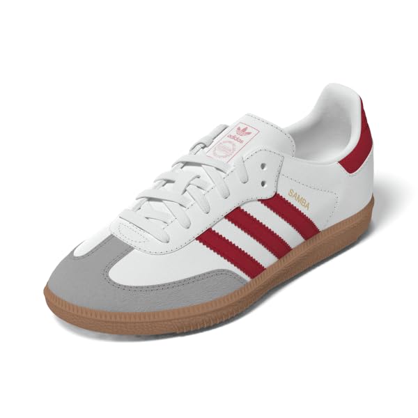adidas FTWWHT/BETSCA/GUM3 Unisex Samba OG C FTWR whiteBetter Scarlet/Gum 3 11.5 US, Wide Big_Kid