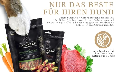 SNACKIES 16er-Pack (à 170g) Hundeleckerli Rindfleischstreifen Premium Snacks für Hunde ohne Zusatz von Getreide, Zucker, Farb-, Aroma- und Konservierungsstoffe, luftgetrocknete Leckerli