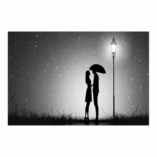 Affiche sur toile abstrait noir et blanc grand format 60x90cm impression gris AMXBZC
