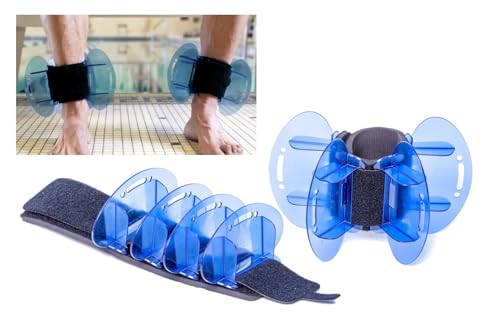 Aqualogix Maximum Resistance Hybrid Aquatic Training Fin Set - Blue | Aquatic Cuffs | Quick Start Guide | Leg Water Weights | Strength & Swim Training | Pair (HRPCFIN)