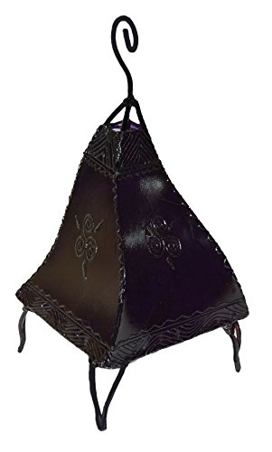 Lámpara Henna de cuero artesanal moroco morada miniatura 3
