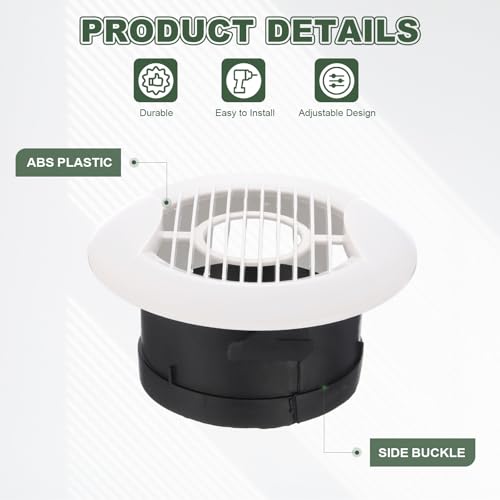 Cubierta de ventilación redonda con pantalla difusora de techo para regular el aire, ABS 4